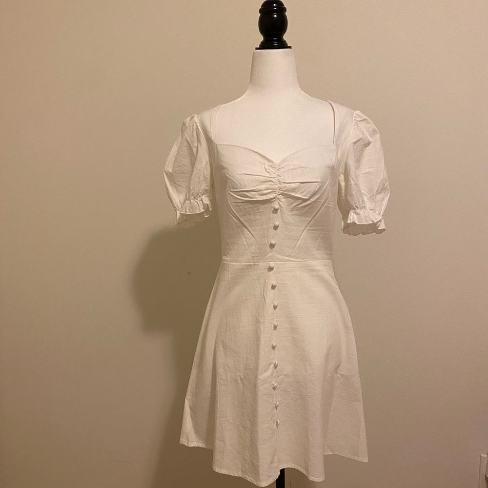 White Mini Dress with Puff